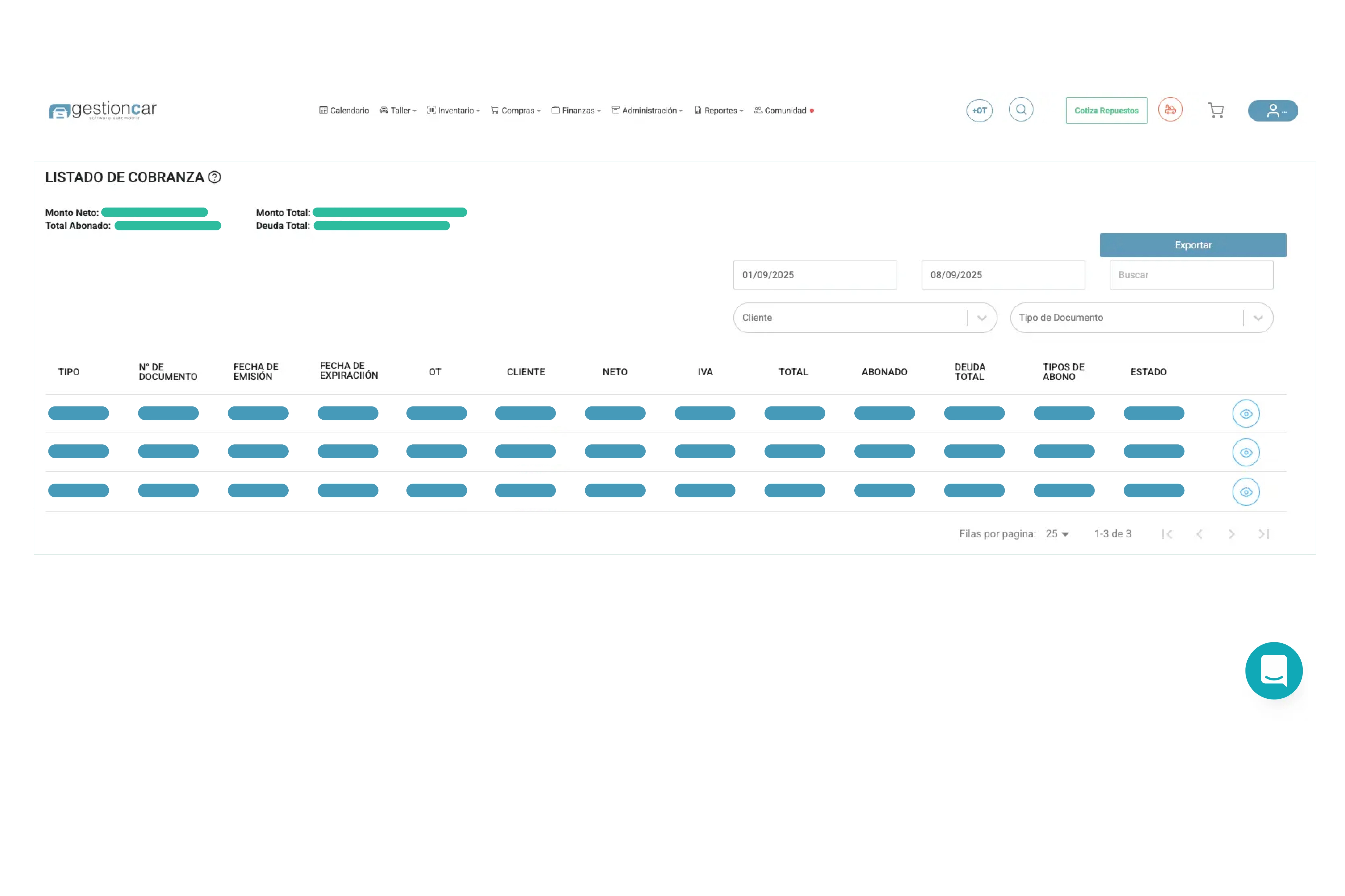 Captura de pantalla de Control Total de Costos